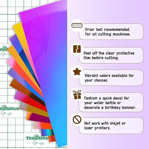 Vista 20 de TECKWRAP - Hojas de vinilo holográficas precortadas (12 x 12 pulgadas)