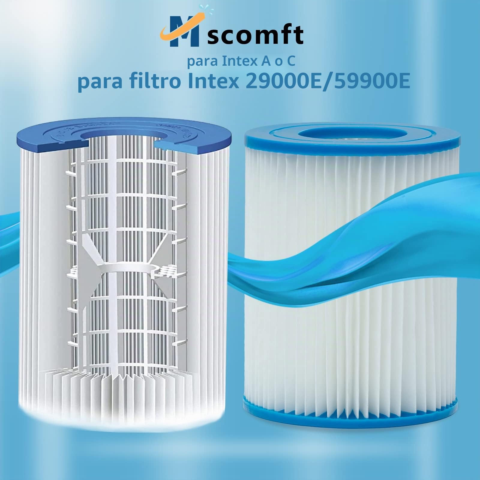 2/4 Cartuchos de Filtro para Piscina Tipo II, Aptos para Bestway 58094, para Bestway filtros 530/800 GAL/h (4 PCS)
