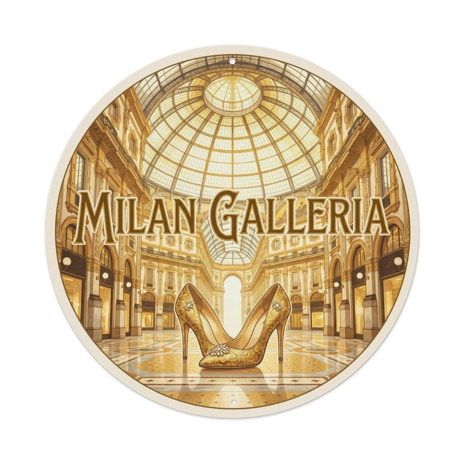 Milan Italy Galleria Shoes Heritage Travel Classic Metal Tin Sign