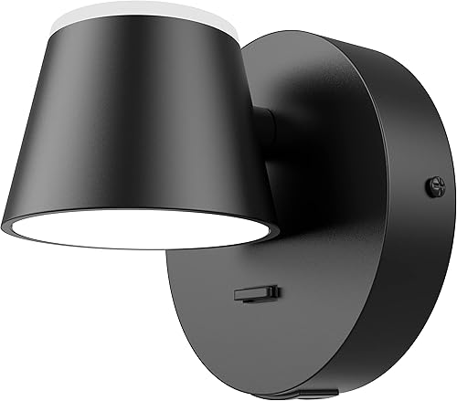 Miniatura 9 de URSOLA Aplique de pared LED con interruptor de encendidoapagado, puerto de carga USB, 110 voltios, lámpara de pared cableada con cable de 350 grados