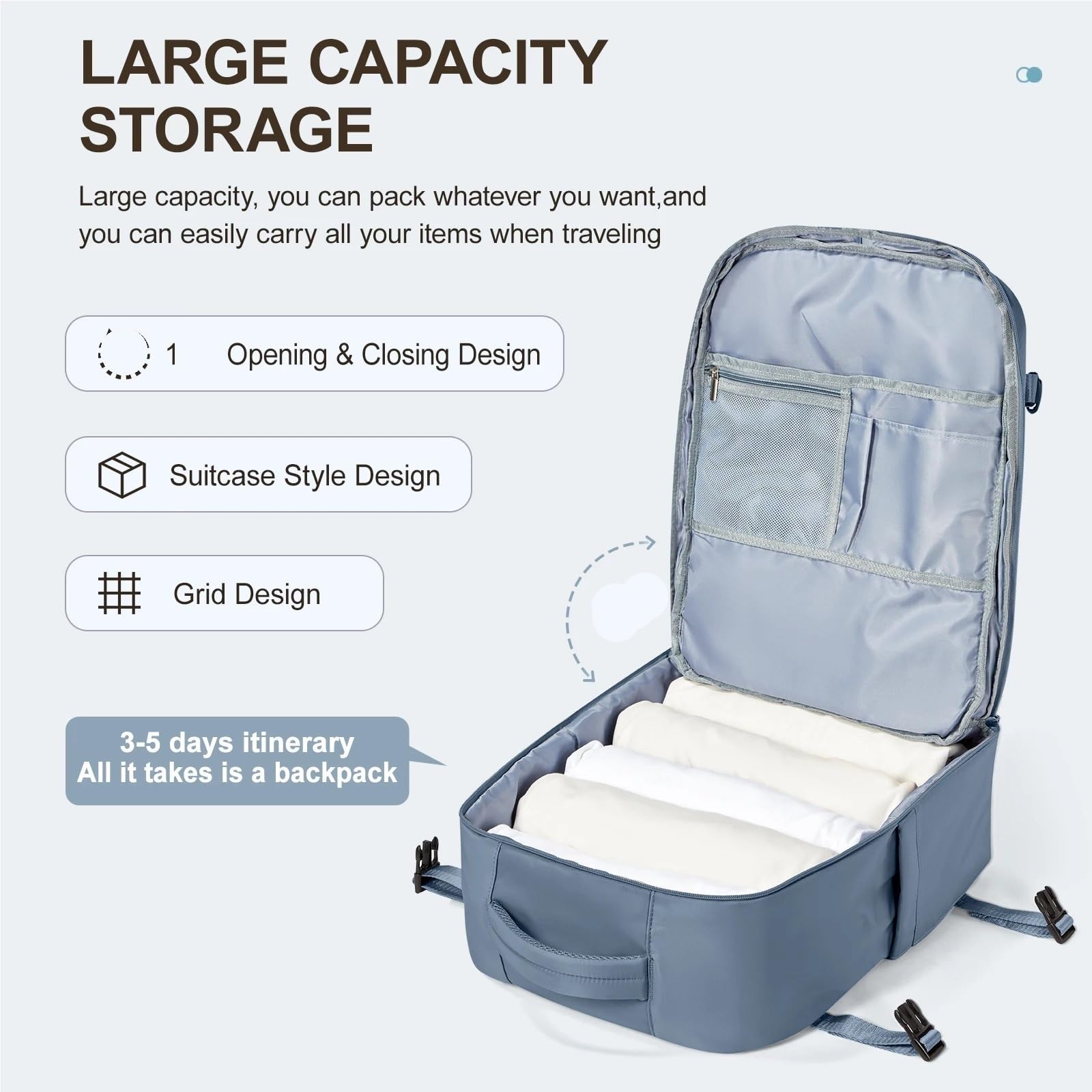 Kabinentasche, Laptoptasche, Reiserucksack für Damen, großes Fassungsvermögen, 45 x 36 x 20 cm, Rucksack für Herren, Kabinenrucksack