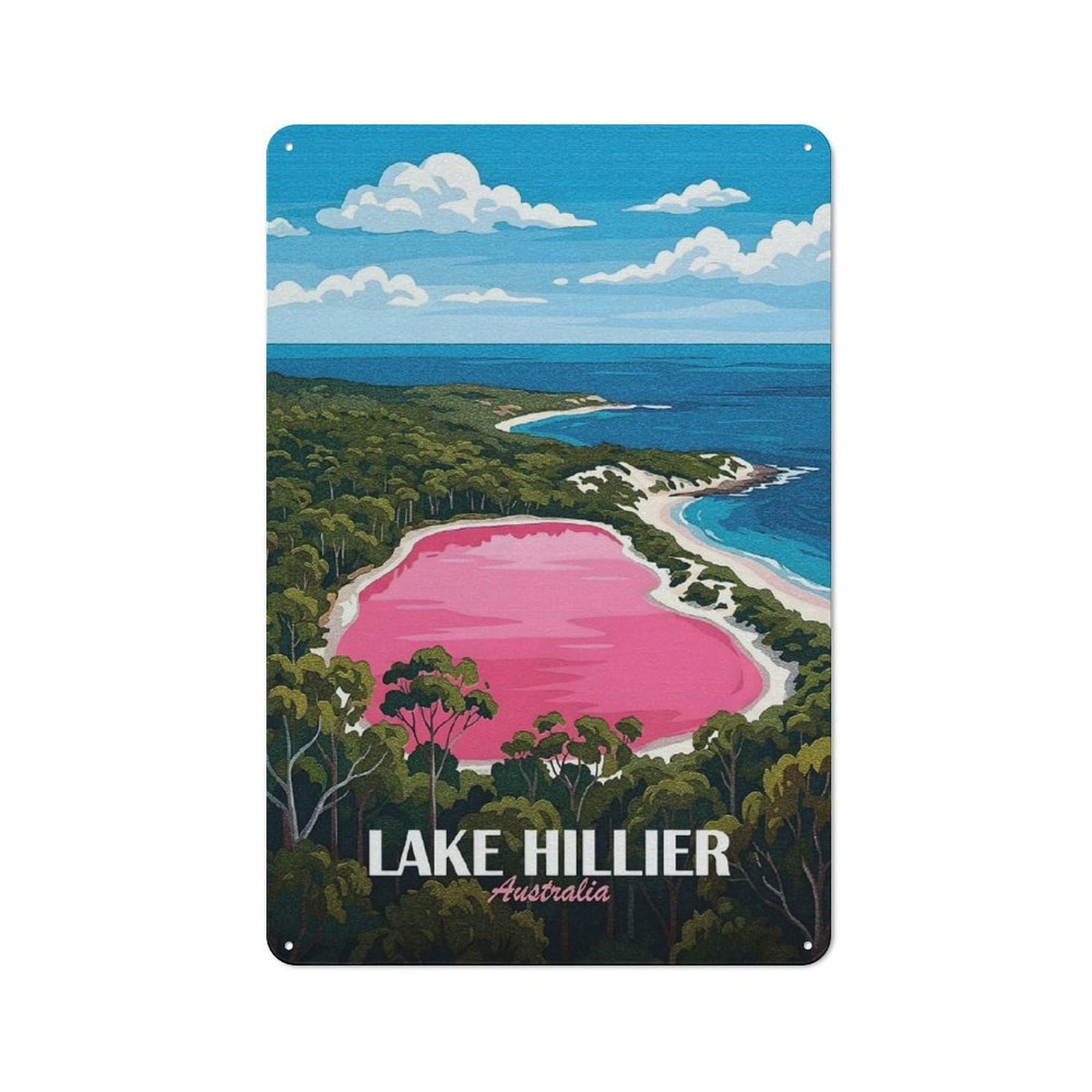 Junmoney Style-15 Cottage Style Lake Hillier Australia Travel Decorative Tin Sign 30X20cm, Rustic Kitchen Decor For Kitchen, Cottage, Porch Or Garden Room