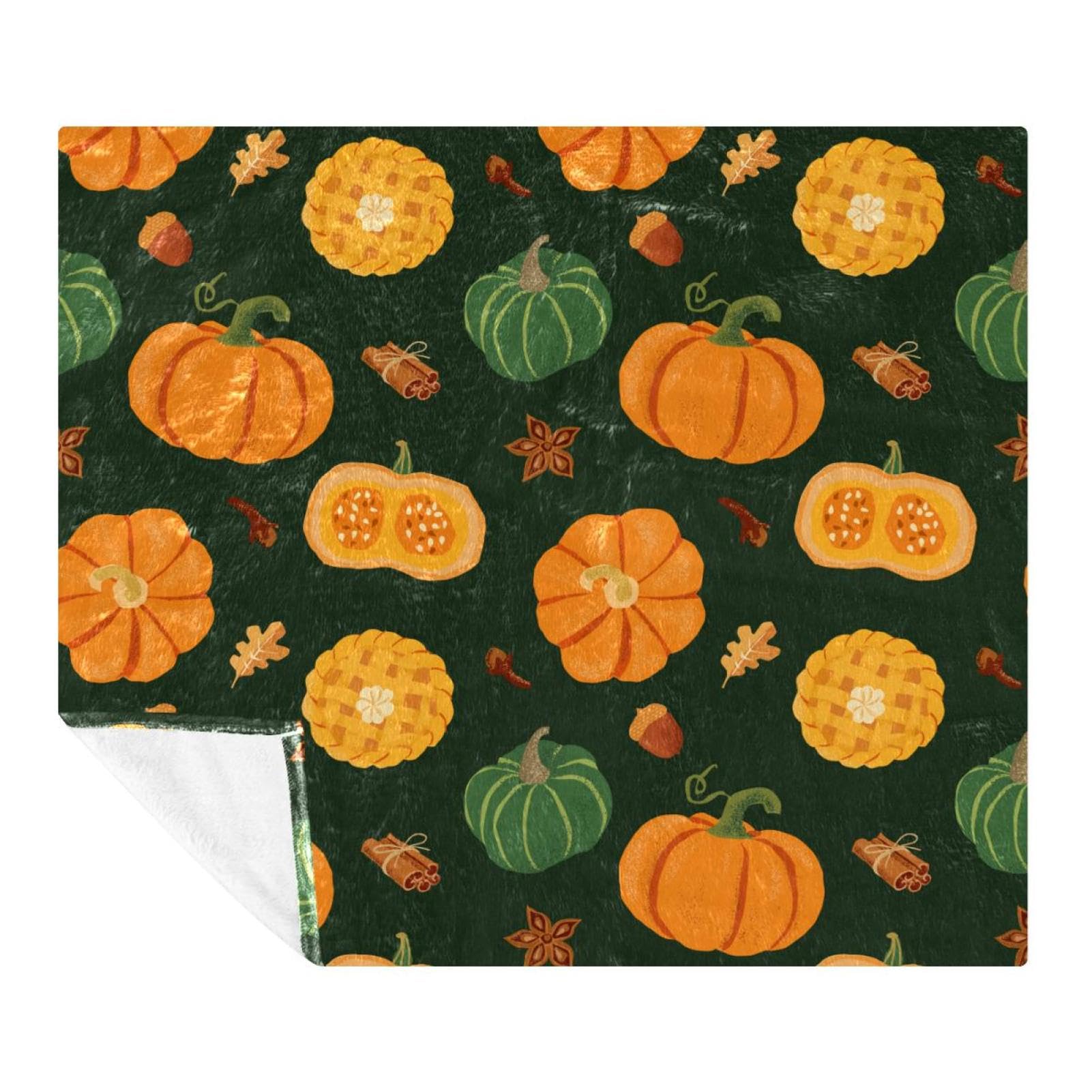 Couverture polaire microfibre de qualité supérieure au motif citrouilles