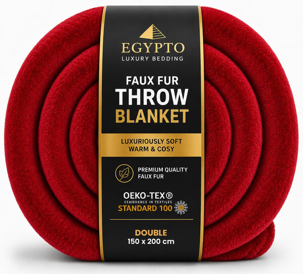 EGYPTO Double Fleece Blanket 150cm x 200cm | Luxury Faux Fur Throws for Sofas | Anti-Allergy Cozy & Soft Throw | Versatile Red Throw Blanket for Sofa & Bed — image 1