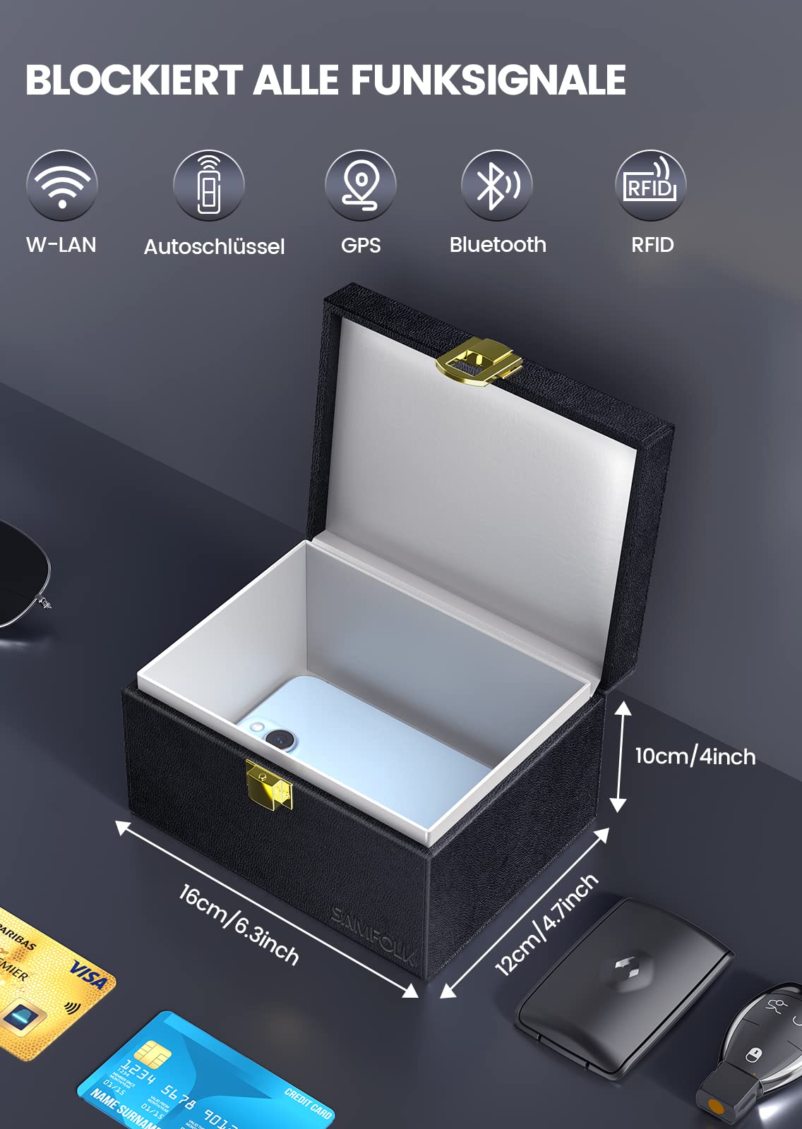 Samfolk Keyless Schutz für Autoschlüssel Box und Faraday Bags 2 Stück, Rfid Anti-Diebstahl