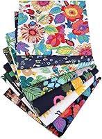 Qimicody Fat Quarters Fabric Bundle: 7pcs 100% Cotton 20x16" Precut Flower Quilting Squares, No Repeats for Patchwork Sewing Crafts