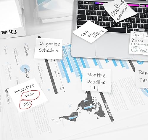 Miniatura 5 de Notas adhesivas blancas de 3 x 3 pulgadas, 10 blocs de notas autoadhesivas, 100 hojasbloc de notas súper adhesivas, 1000 hojas de notas adhesivas