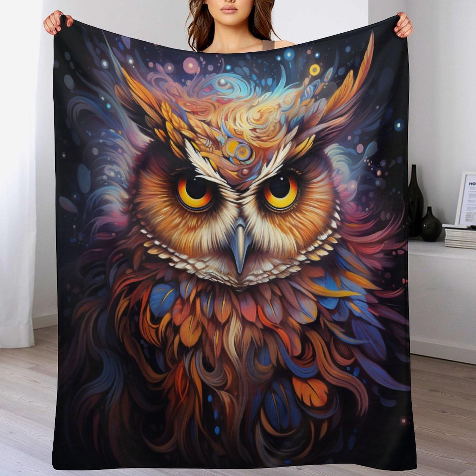 Plaid Couvertures en Flannel Hibou Couverture Polaire Lit et Canapé