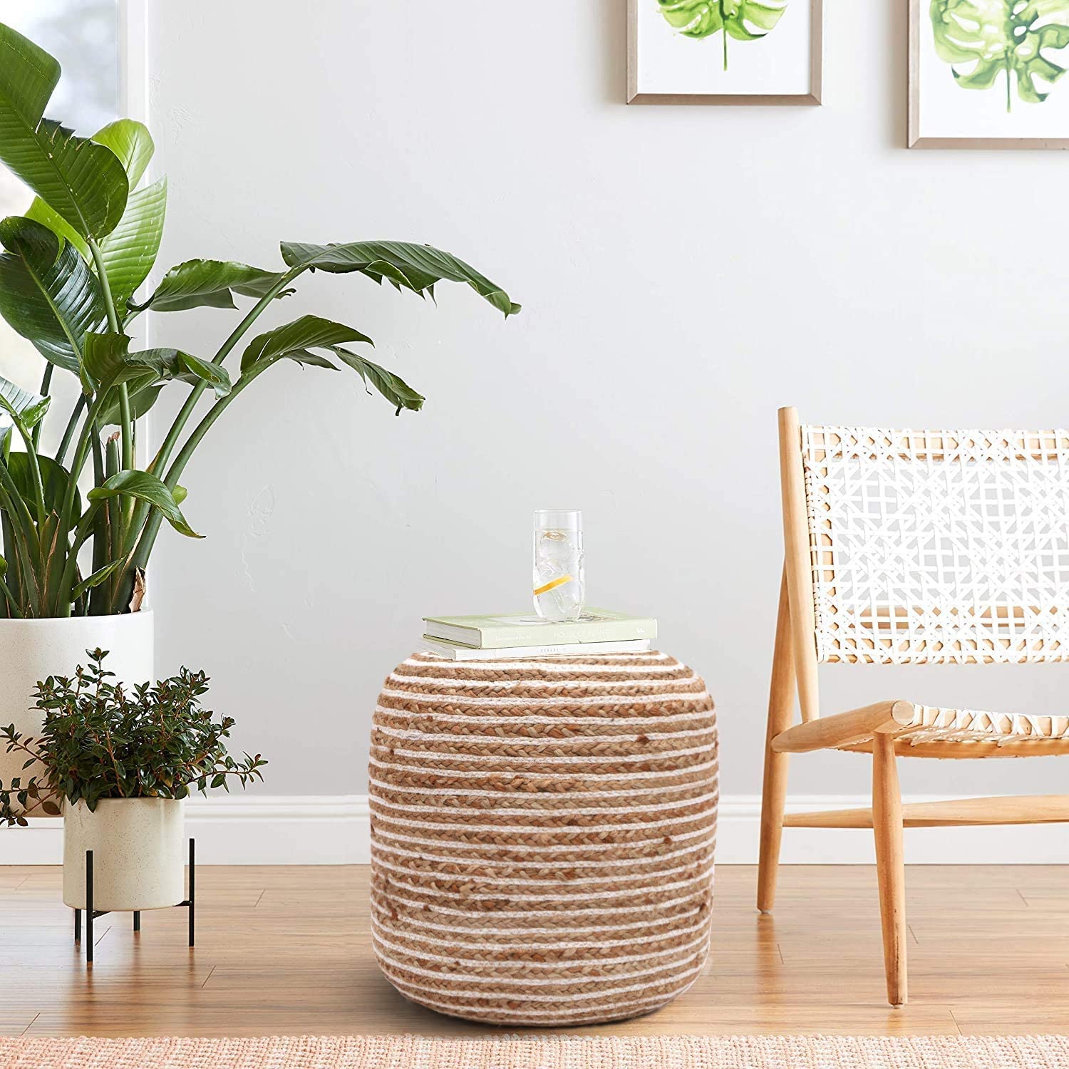 Eyes of India - 17 X 12 Small Green Patchwork Round Ottoman Pouf Pouffe Cover Floor Seating Boho Chic Bohemian Accent Indian Handmade