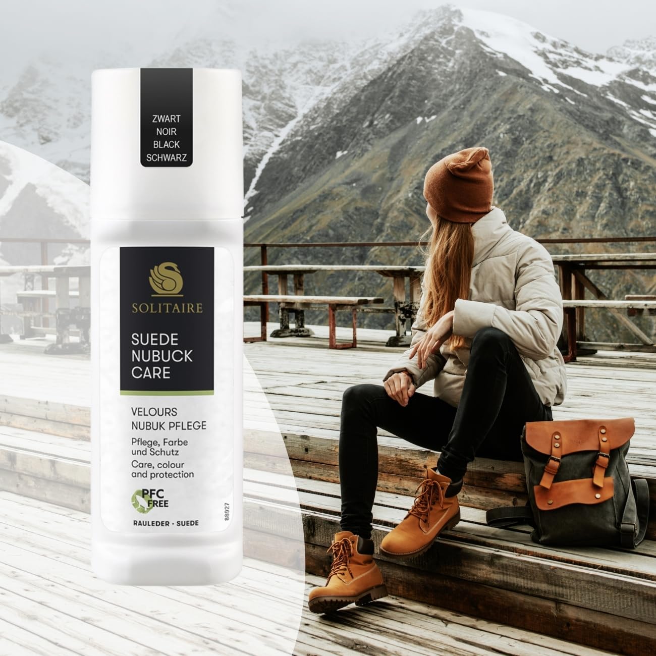 SOLITAIRE 905669 Welurowa Pielęgnacja Nubuku 75 ml do Impregnacji Weluru, Nubuku i Zamszu oraz Tekstyliów (Czarny)