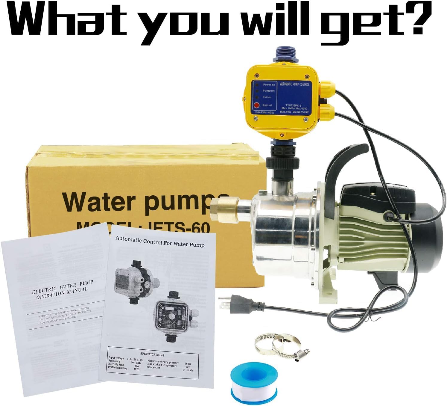 Pressure Booster Pump Jet Pump Self Priming 110V for Well Irrigation Water Transferring Water Booster 3/4 HP 17GPM