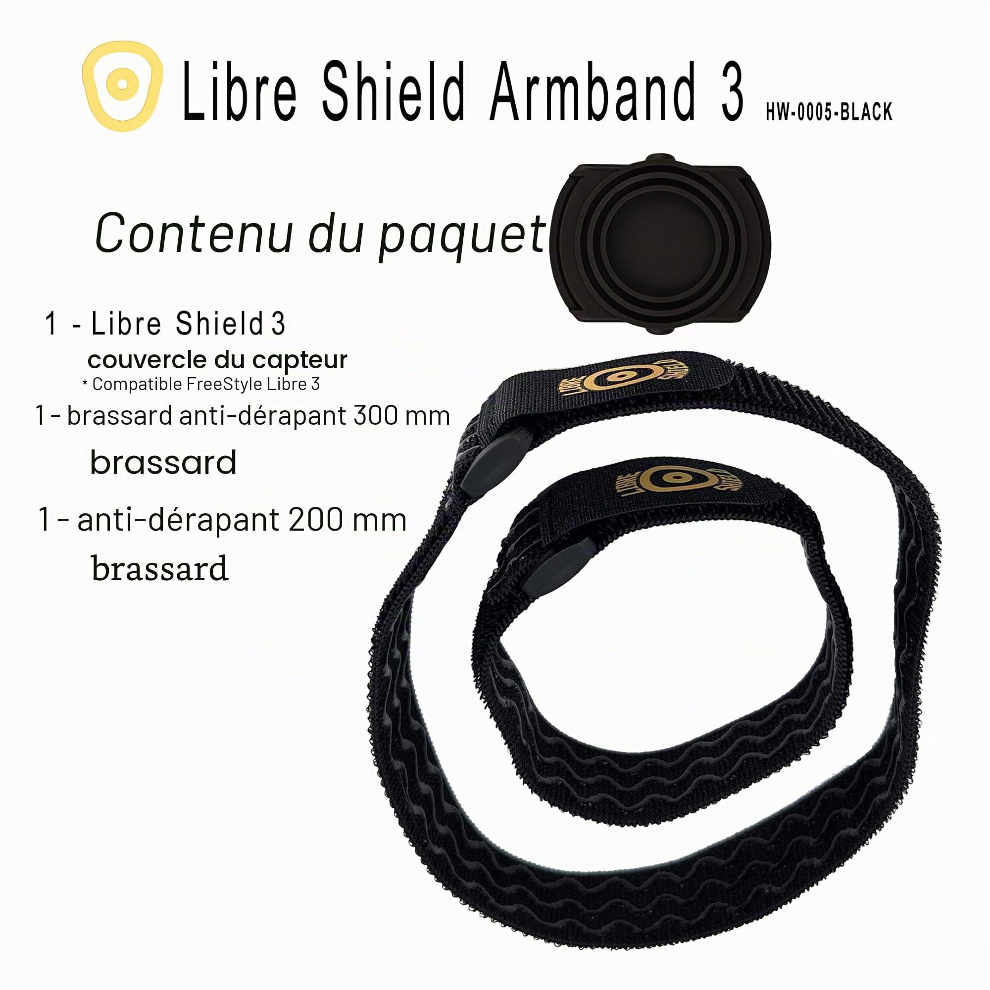 Brassard Libre Shield 3 / FreeStyle Libre 3 – protège-capteur Brassard d’activité offrant une protection maximale pour le capteur Plus besoin de patchs adhésifs