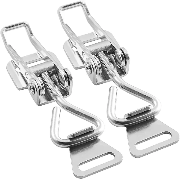 RiaYer Compact Toggle Clamp Design, 304 SS Adjustable Security Hasp (76-84mm/3-3.3 Inch), 2-Pack Precision Quick Latches for Cabinet & Box Lids