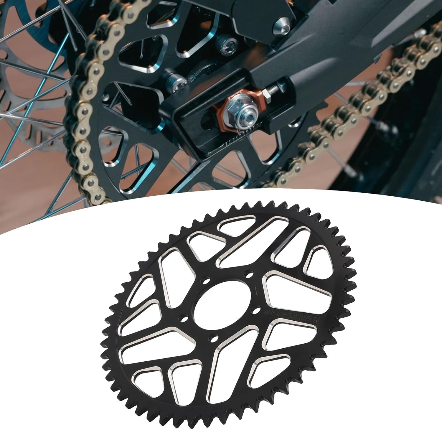 54T Motorcycle Rear Sprocket 420 Pitch 7075 Aviation Aluminum Alloy for Sur Ron Light Bee S/X, Segway X160/X260, Talaria Sting XXX/X3 MX3/MX4 E-Ride Pro SS/S Rawrr Mantis-Black