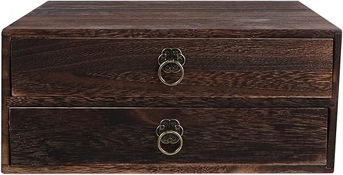 Cabilock Caja de recuerdos de madera de maquillaje, cajón de escritorio de madera rústica, organizador de gabinete de escritorio, caja de