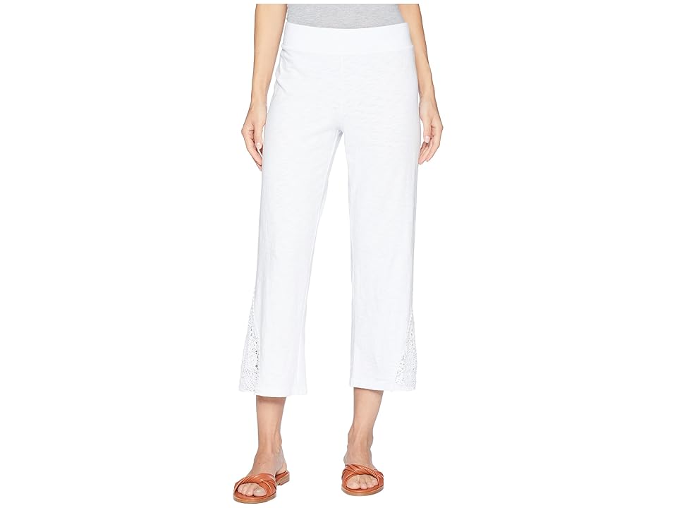 

Mod-o-doc Heavier Slub Jersey Crochet Lace Cropped Pants (White) Women's Casual Pants
