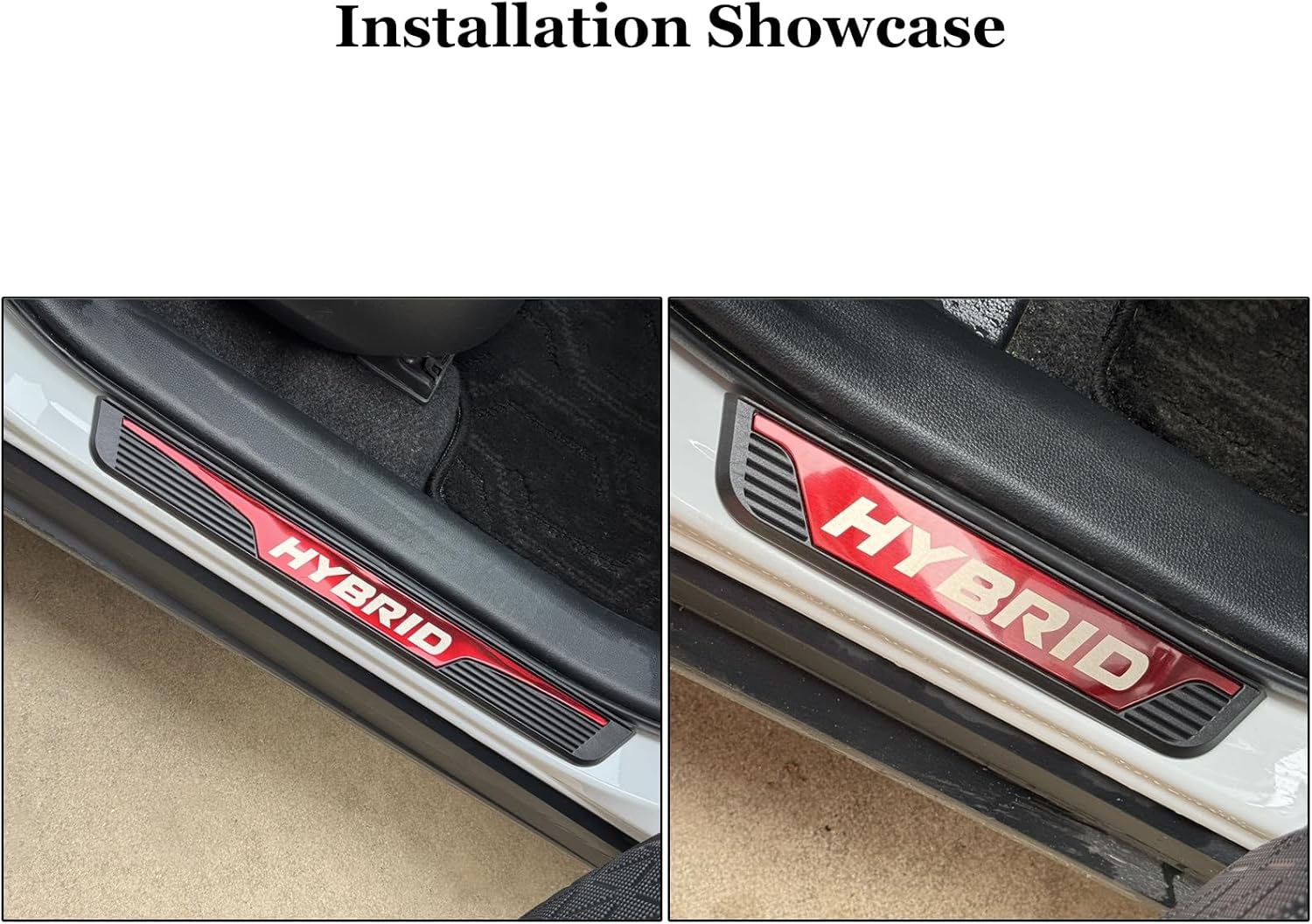 Red Door Sill Protectors Trims for Car Hybrid Accessories, Stainless Steel Cover Guard Sills Protector Door Scuff Plate Anti-Scratch Welcome Pedal Protect (Width 1.97")