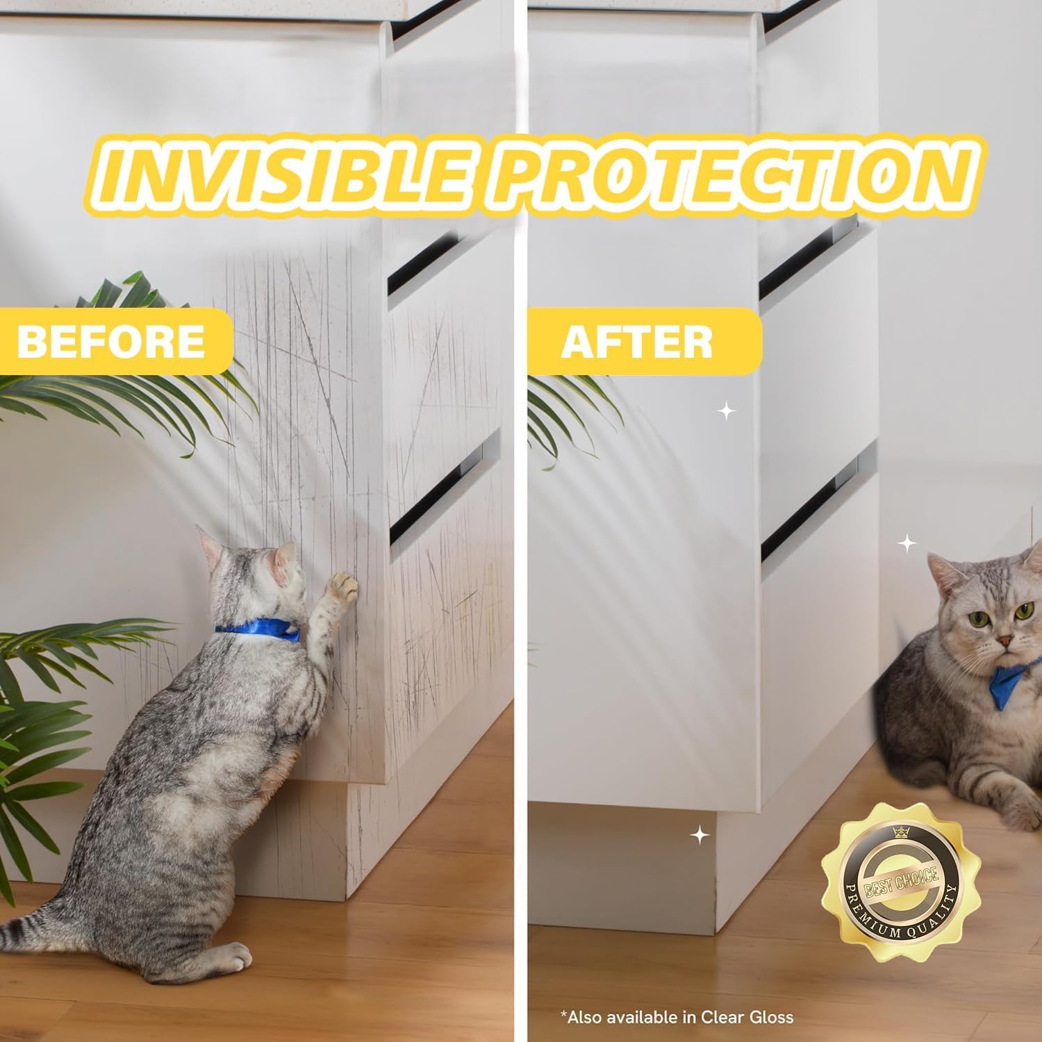 yongjoy Protector de puerta contra arañazos de perros, marco de puerta de gato, protector adhesivo de un solo lado, protector de puerta antiarañazos para perros, transparente, 394 x 8.2 pulgadas