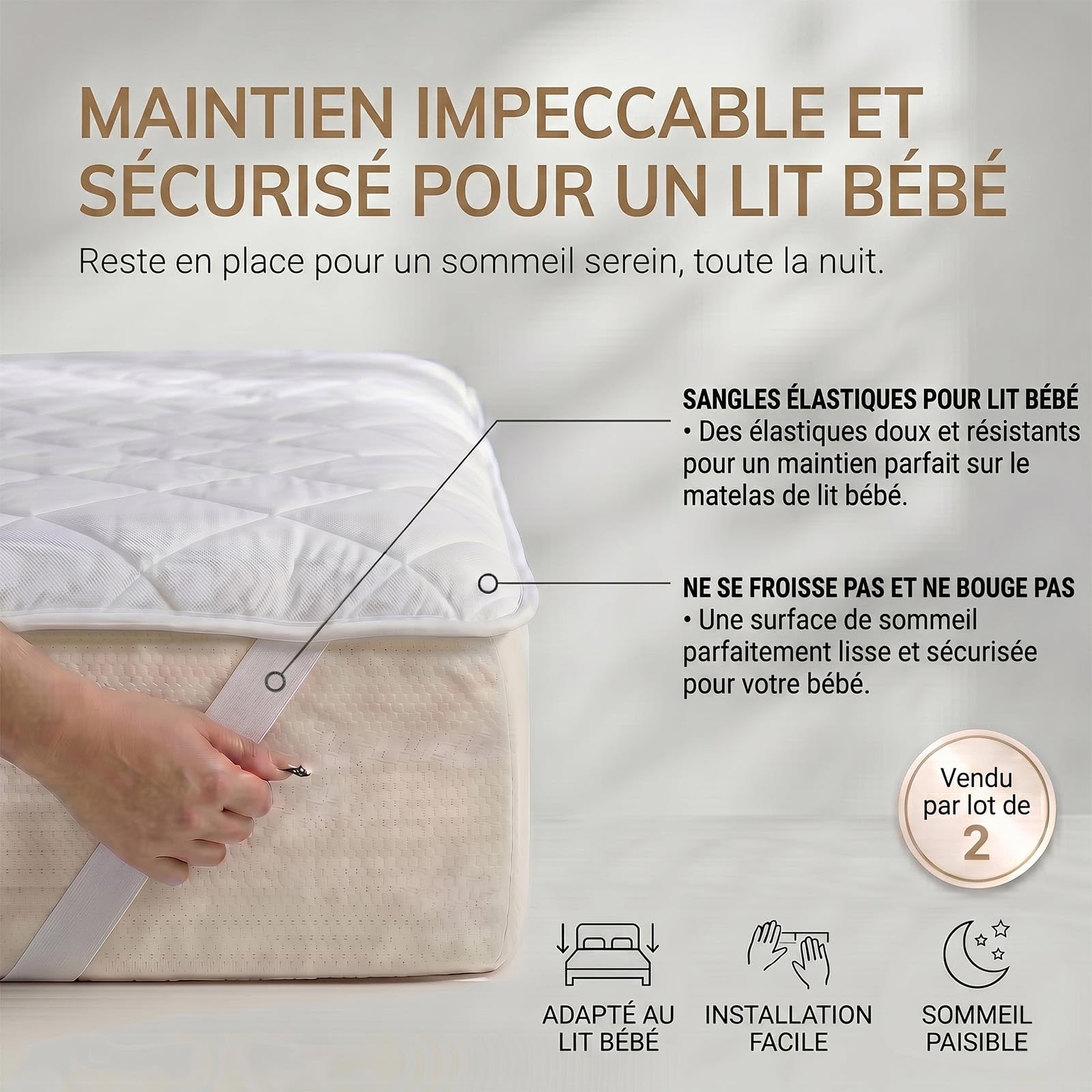 HOMESCAPES Surmatelas Bébé Rafraîchissant 70x140cm – Lot de 2, Respirant et hypoallergénique, Effet Frais au Toucher, Certifié Oeko-Tex