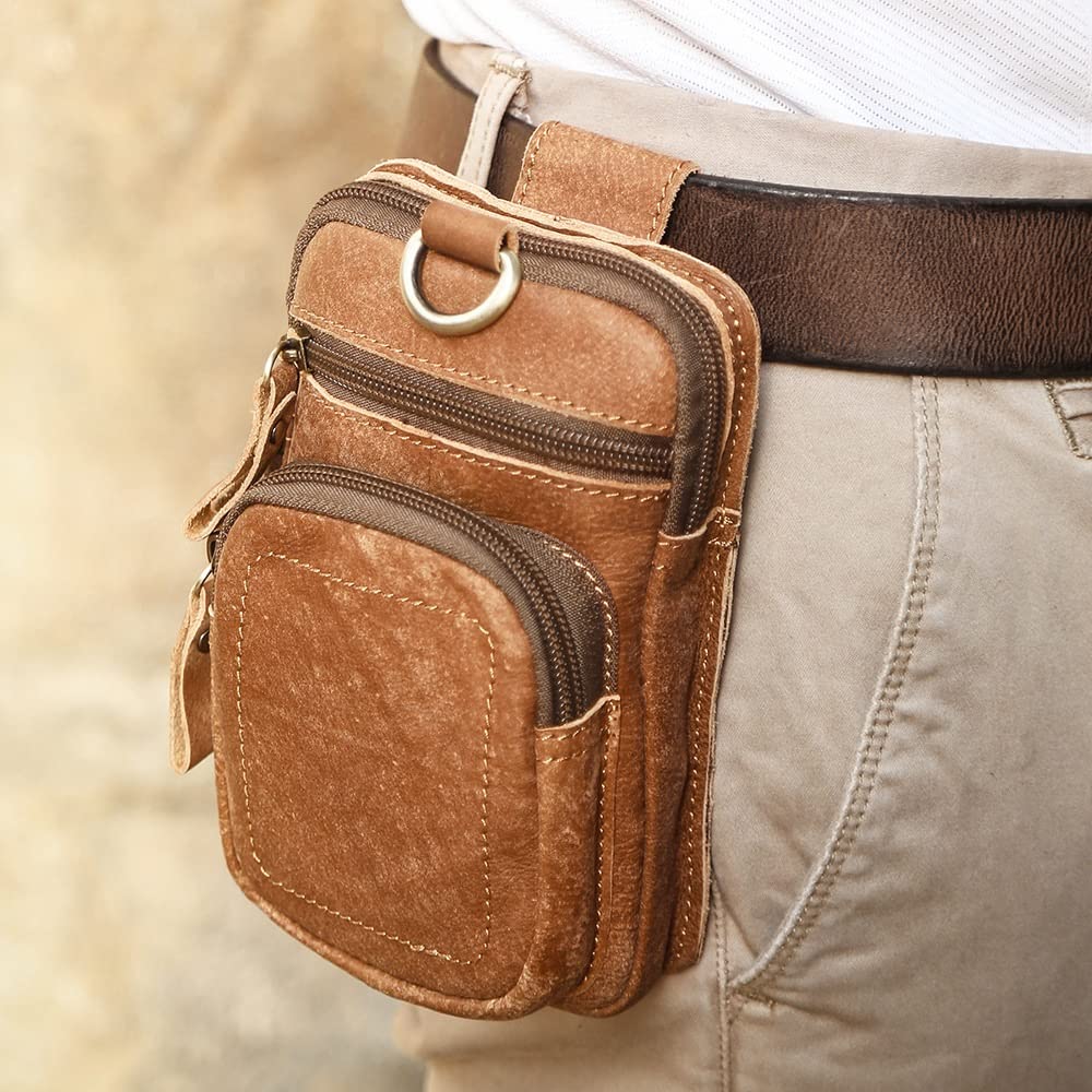 Amazon.com: XIXIDIAN Men's Waist Pack Genuine Leather Pouch Waist