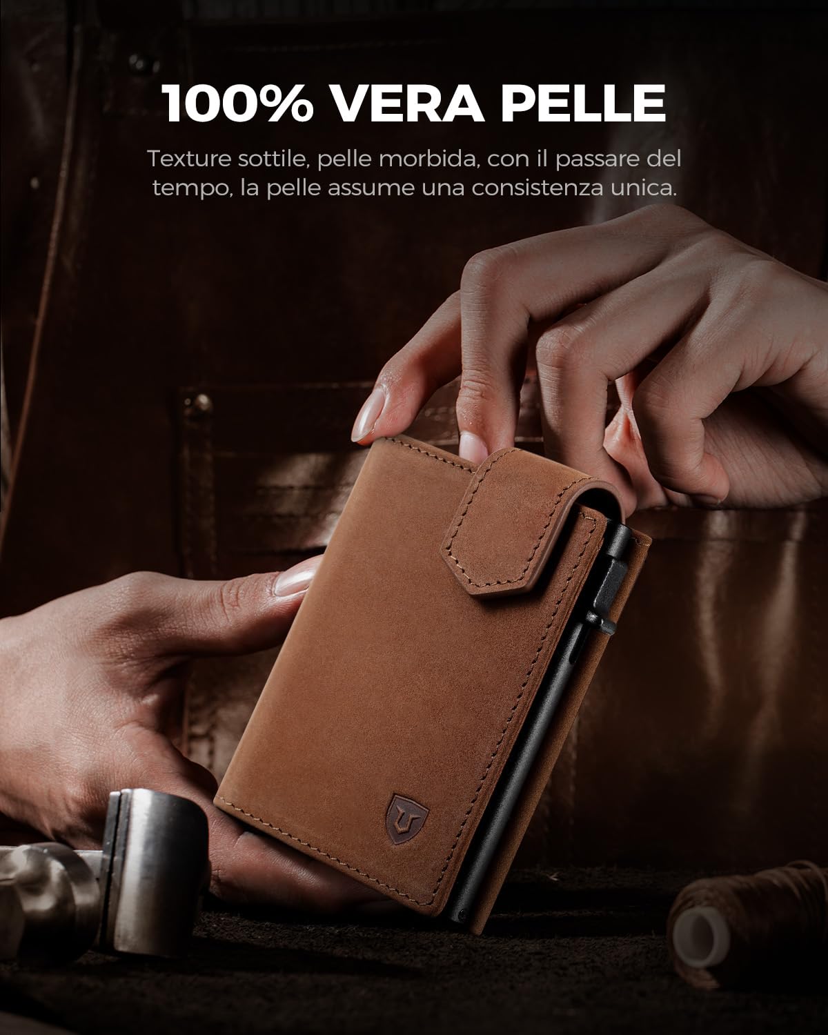 LORZOR® Portafoglio Uomo Slim Vera Pelle con Magnetica, Porta Carte di Credito con Protezione RFID & Portamonete, Portacarte Uomo Pop-up Contenere 10 Carte, Porta Tessere Tascabile, Magnetica