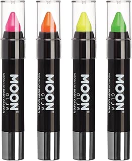 Moon Glow - Blacklight Neon Face Paint Stick/Body Crayon makeup for the Face & Body - Pastel set of 4 colours - Glows brightly under blacklights