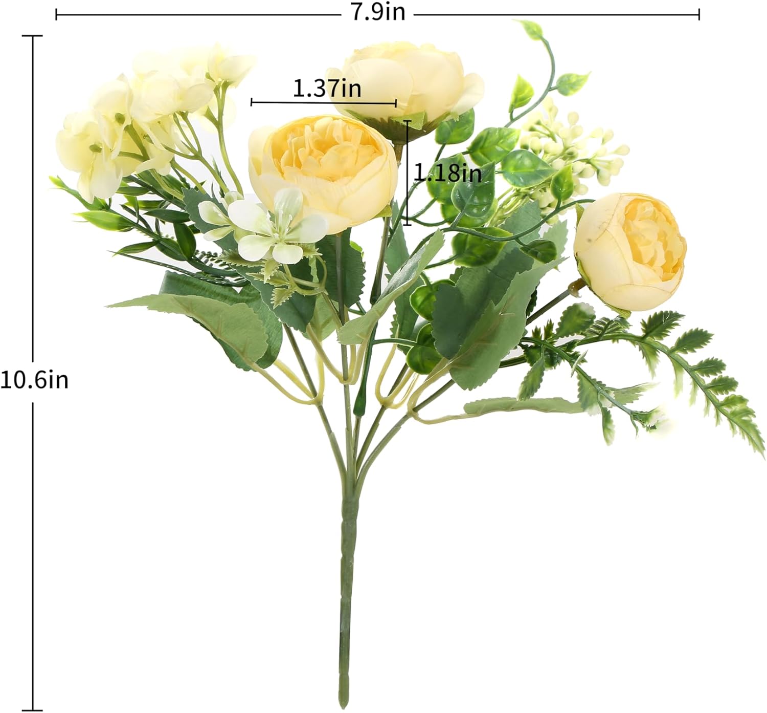 Artificial Flowers Fake Peony Silk Mini Plastic Bridal Flowers for DIY Wedding Bouquets Home Decorations 4 Packs(Light Yellow) - Image 3