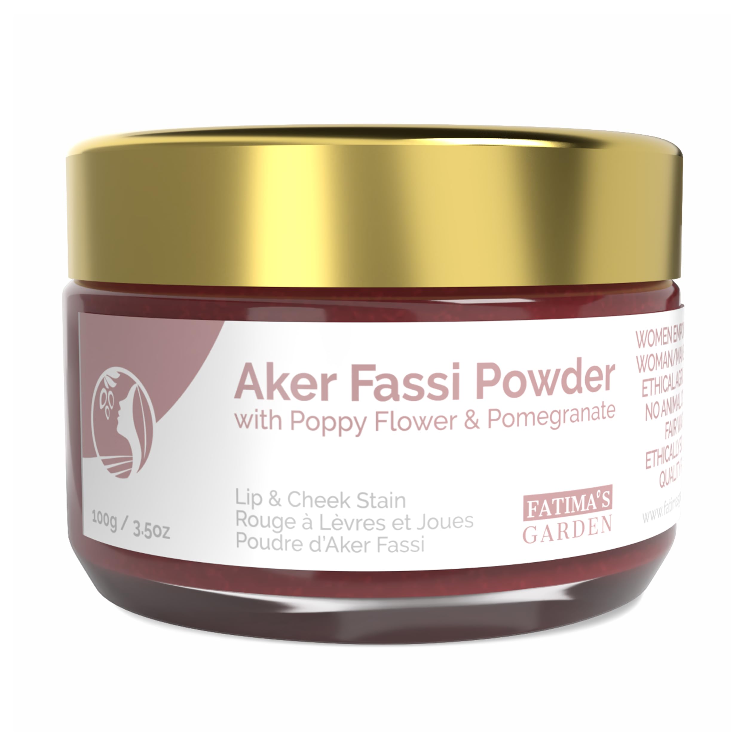 Fatima's Garden Natural Aker Fassi Powder with Pomegranate Bark - Traditional Moroccan Lip & Cheek Tint 100g