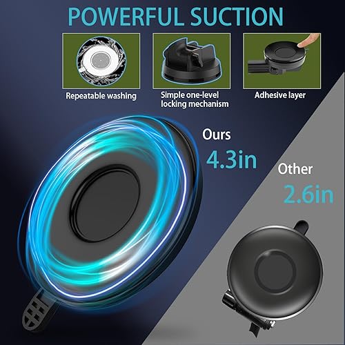 Miniatura 6 de Soporte de teléfono para camión, soporte para teléfono de automóvil, soporte para parabrisas de salpicadero de teléfono de 16.9 pulgadas de largo,