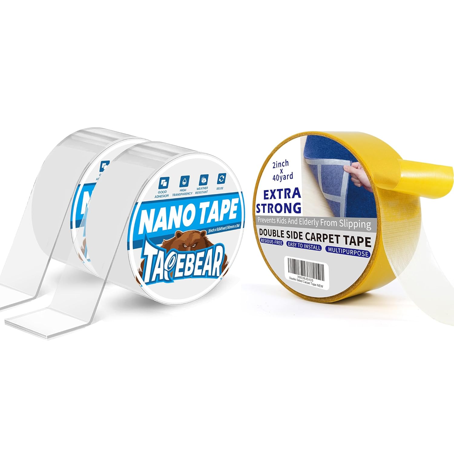 TAPEBEAR Double Sided Tape Heavy Duty, Carpet Tape