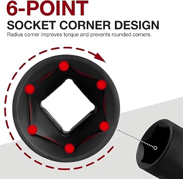 Aloanes 3/8-inch Drive Deep Impact SAE Socket 1/2, High-Torque 6-Point Socket, Heavy-duty Chrome Vanadium Steel Socket.