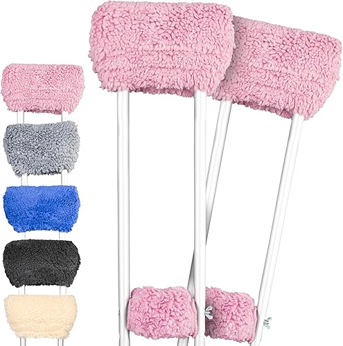 Miniatura 18 de Vive Almohadillas para muletas de piel de oveja y empuñaduras de mano, cómodas, transpirables, lavables a máquina para adultos, fundas de accesorios