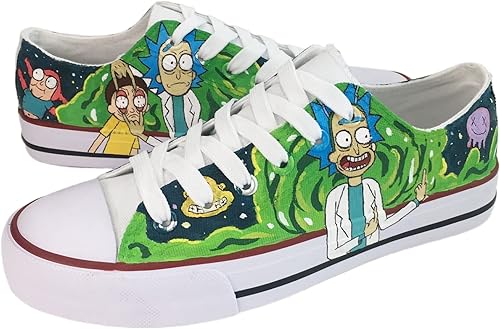 Rick Canvas Shoes Hand Painted Anime Cartoon Pattern Sneakers Low Top Men Women