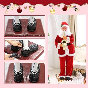 Electric Dancing Santa Claus, Santa with Realistic Face, Volume Adjustable Singing Santa Claus, Large Xmas Sign Toys Xmas for Kids, Doorway Christmas Welcome Decoration,130cm