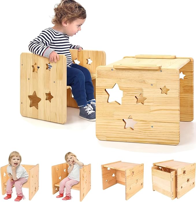 Uandhome Kids Table and Chair Set,Solid Wood Toddler Table and Chair ...