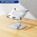 BESIGN LSX7 Laptop Stand with 360° Rotating Base, Ergonomic Adjustable Notebook Stand, Riser Holder Computer Stand Compatible with Air, Pro, Dell, HP, Lenovo More 10-15.6" Laptops, Lapdesk, Silver