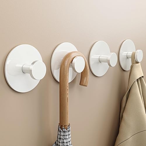 Vista 11 de Ganchos multifuncionales para toallas para pared de baño, extra pegajosos inoxidables, soporta hasta 12 libras, ganchos de pared, ganchos adhesivos