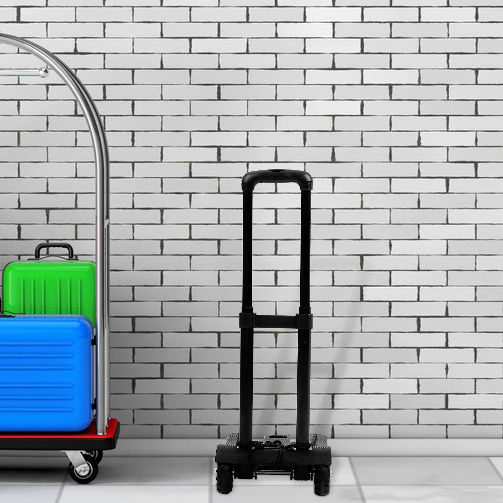 Carrito en Color Negro de Aleación de Plegable Portátil Diseño Engrosado, Ruedas Silenciosas y Barra de Tracción para y Viajes