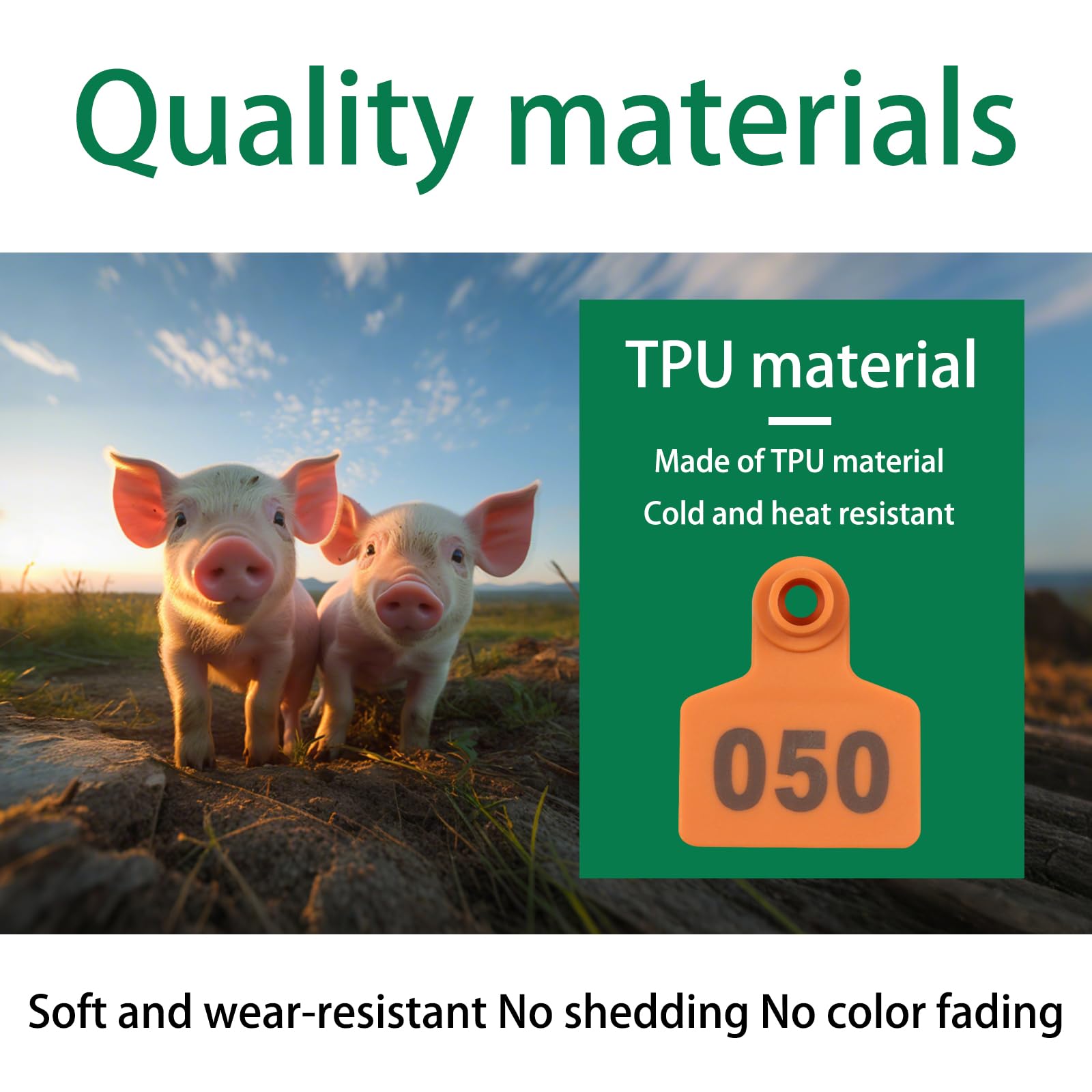 100 boucles auriculaires en TPU for bétail (48 mm x 40 mm) | Numérotées de 001 à 1000 | Étiquettes d'identification for chèvres, moutons, bovins et porcs | Jaune/vert/orange(Orange,301-400)
