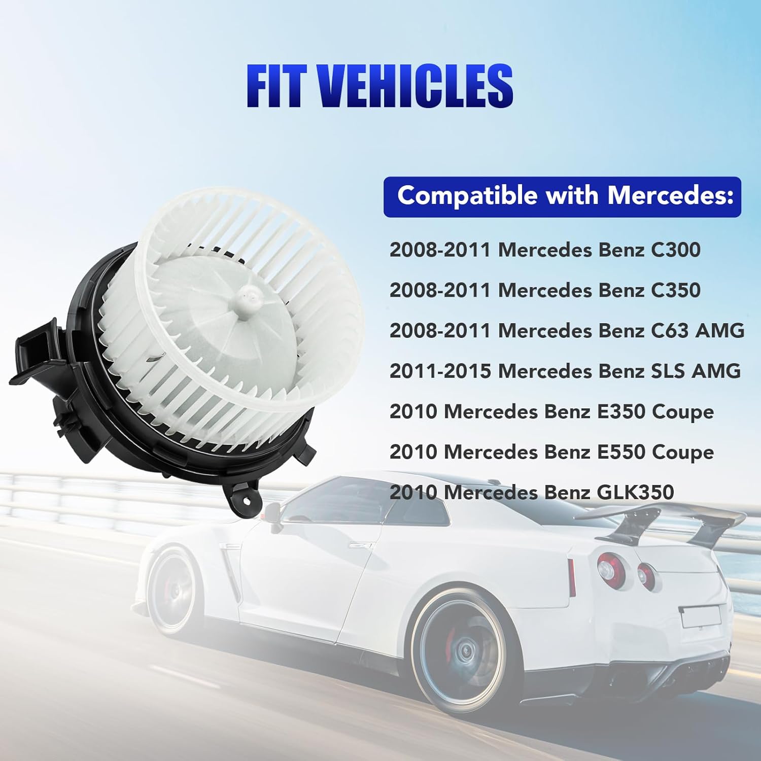 Front AC Blower Motor with Fan Fits for 2008 2009 2010 2011 Mercedes Benz C300 C350 C63 E350 E550 GLK350 HVAC Heater Blower Motor Replaces# 700248 2048200208