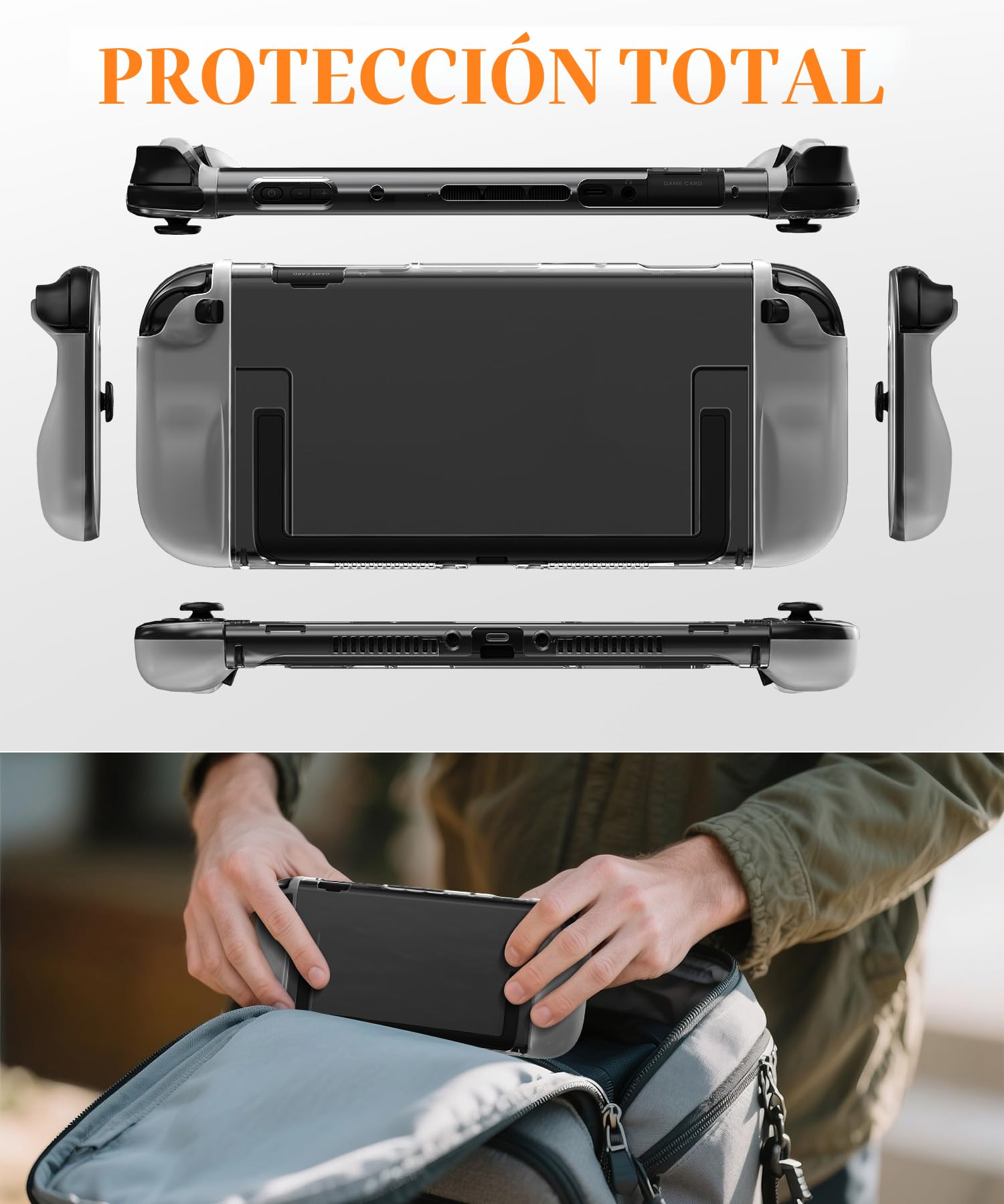 Teyomi Funda Transparente Compatible con Nintendo Switch 2, Carcasa para Nintendo Switch 2, Protector de Switch 2, Funda de TPU para Joycon, 8 Tapas para Joystick, Ergonomics, Acoplable