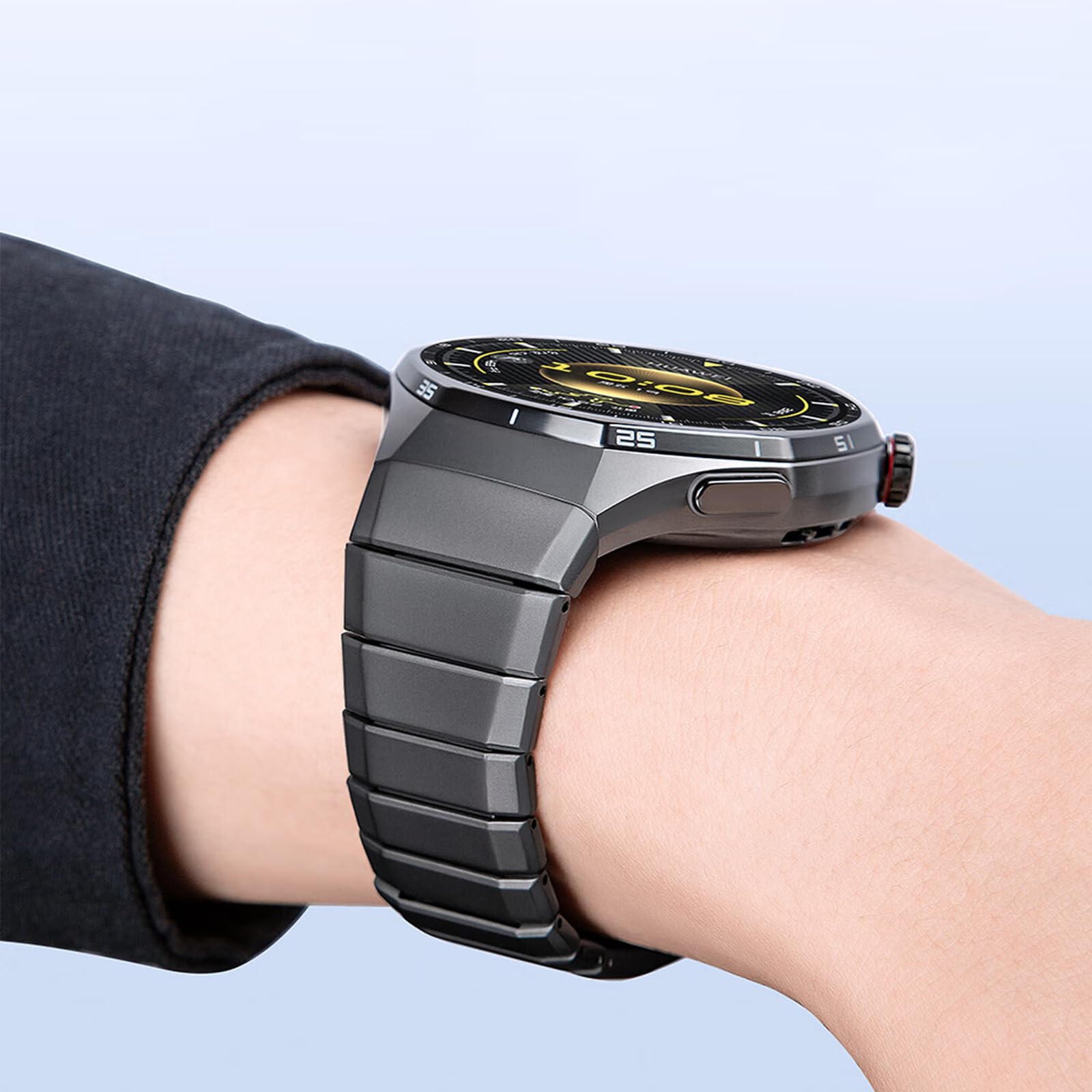 Titanowy pasek kompatybilny z Huawei Watch GT 6 Pro 46mm Zaawansowany tytanowy pasek bez luk dla Huawei Watch GT 6 Pro Smartwatch Regulowany bez narzędzi Tytanowy pasek dla kobiet i mężczyzn, 46 mm
