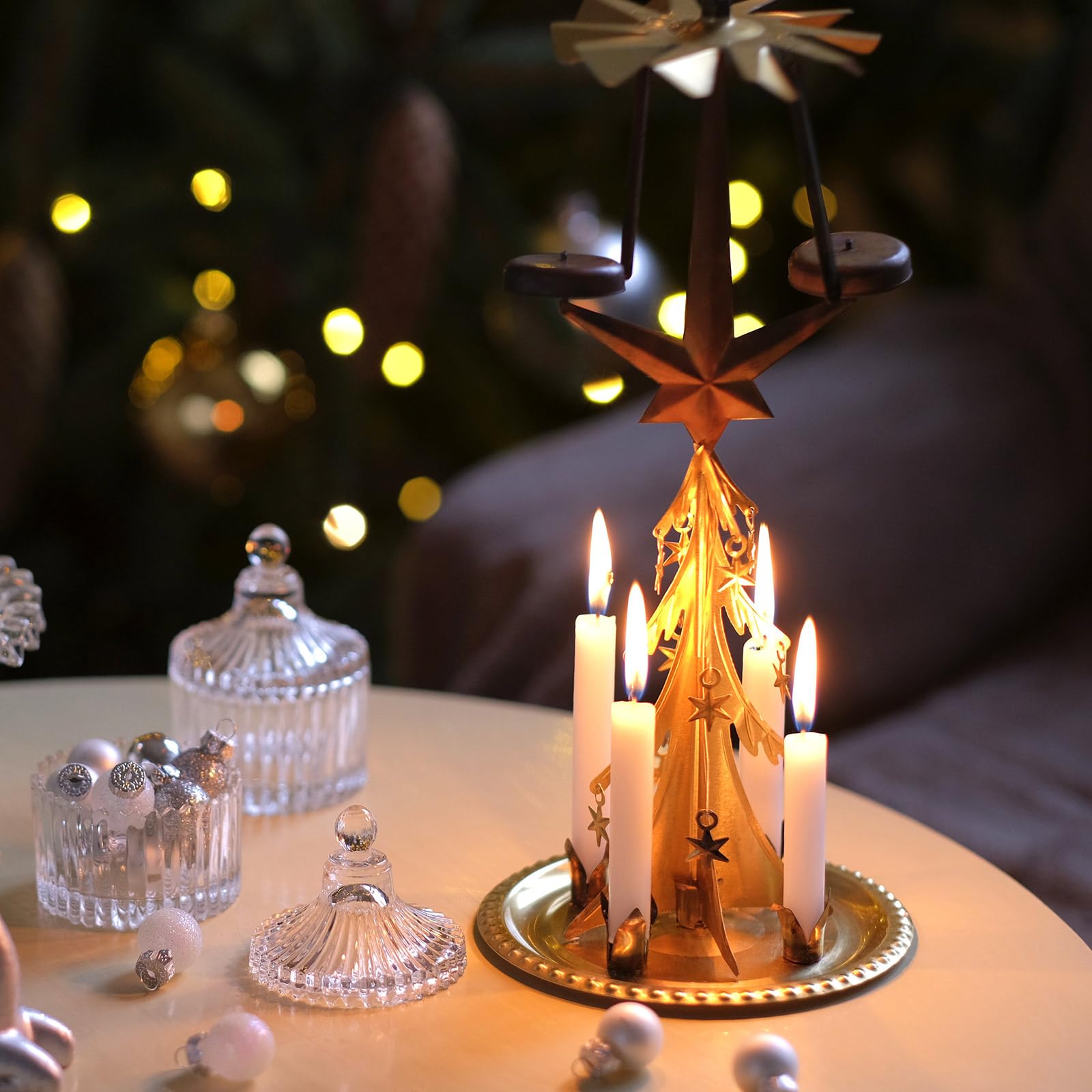 Nuanchu Lot de 36 bougies de sapin de Noël pour pyramides - 10,2 x 2 cm - Bougies de Noël traditionnelles en cire pour sapin de Noël - Décoration saisonnière (blanc)