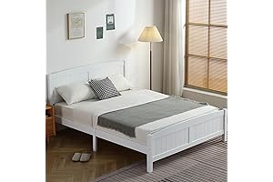 Karl home Wood Bedframe Queen Bed Frame with Headboard
