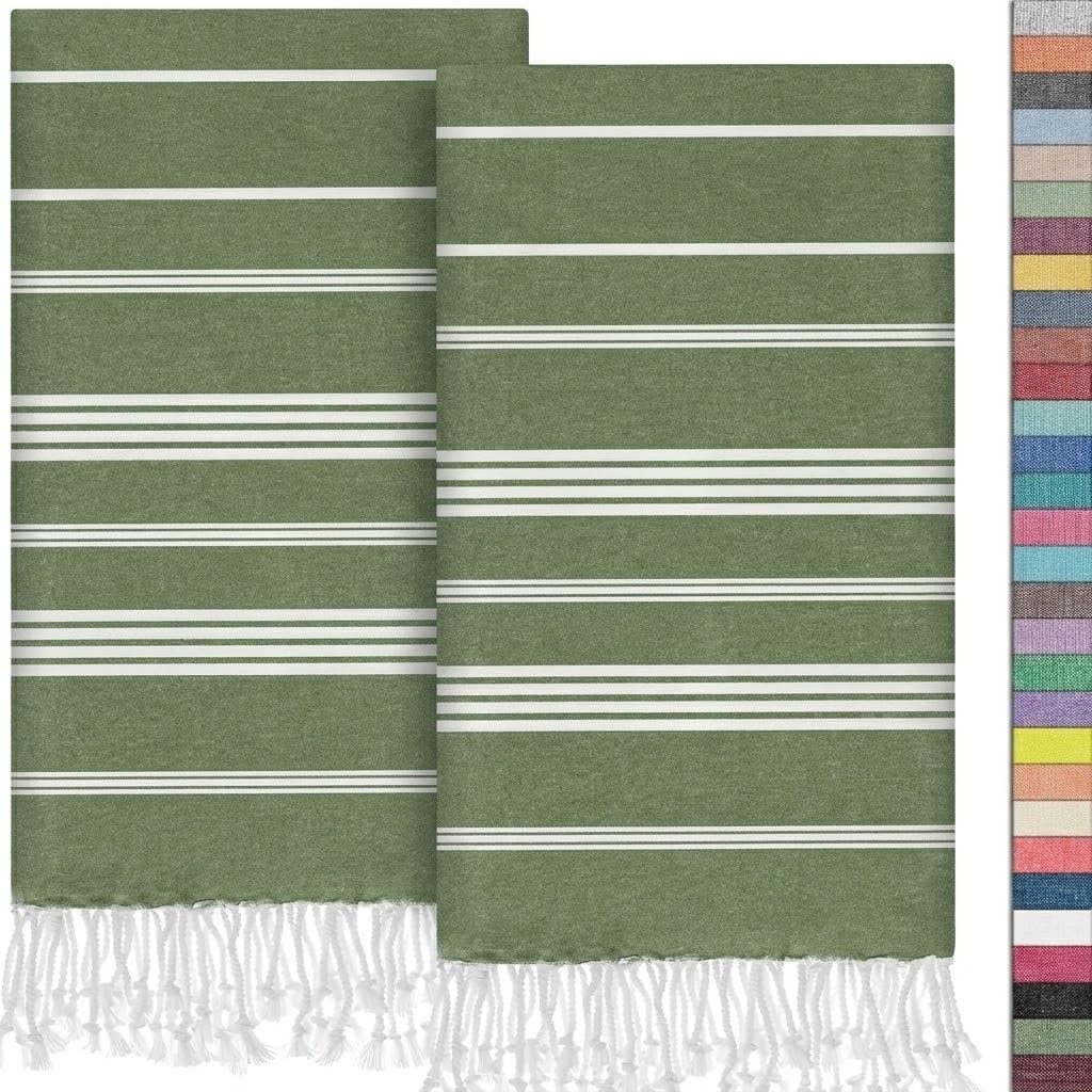 Toallas de mano de algodón turco verde de 18x40, toallas decorativas multiusos para el baño