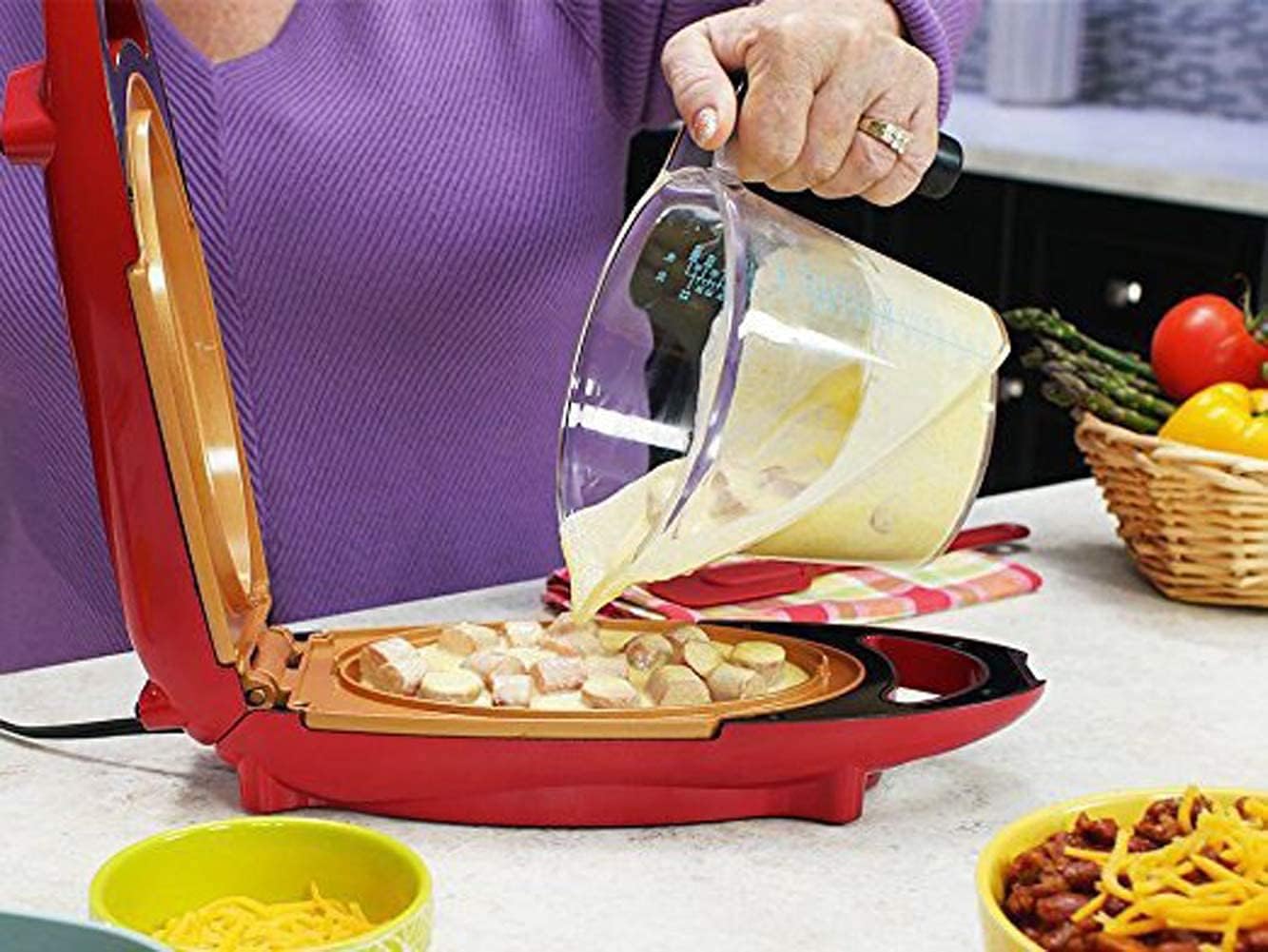 Candora Red Copper 5 Minute Chef Electric Frying Pan Smokeless Non-stick Steak Grill Pan Pizza Pan