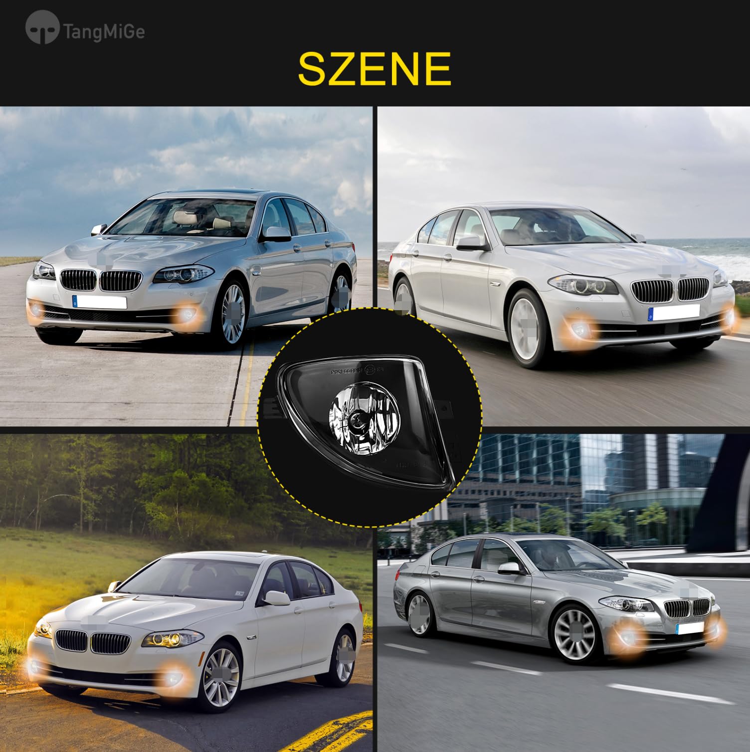 TangMiGe Nebelscheinwerfer Kompatibel mit BMW 5er F10 F11 01/2009-06/2013, für Standard Stoßstange, für Fahrzeuge mit Standheizung, 63177216888 63177216887, 1 Paar, Schwarz Smoke Objektiv
