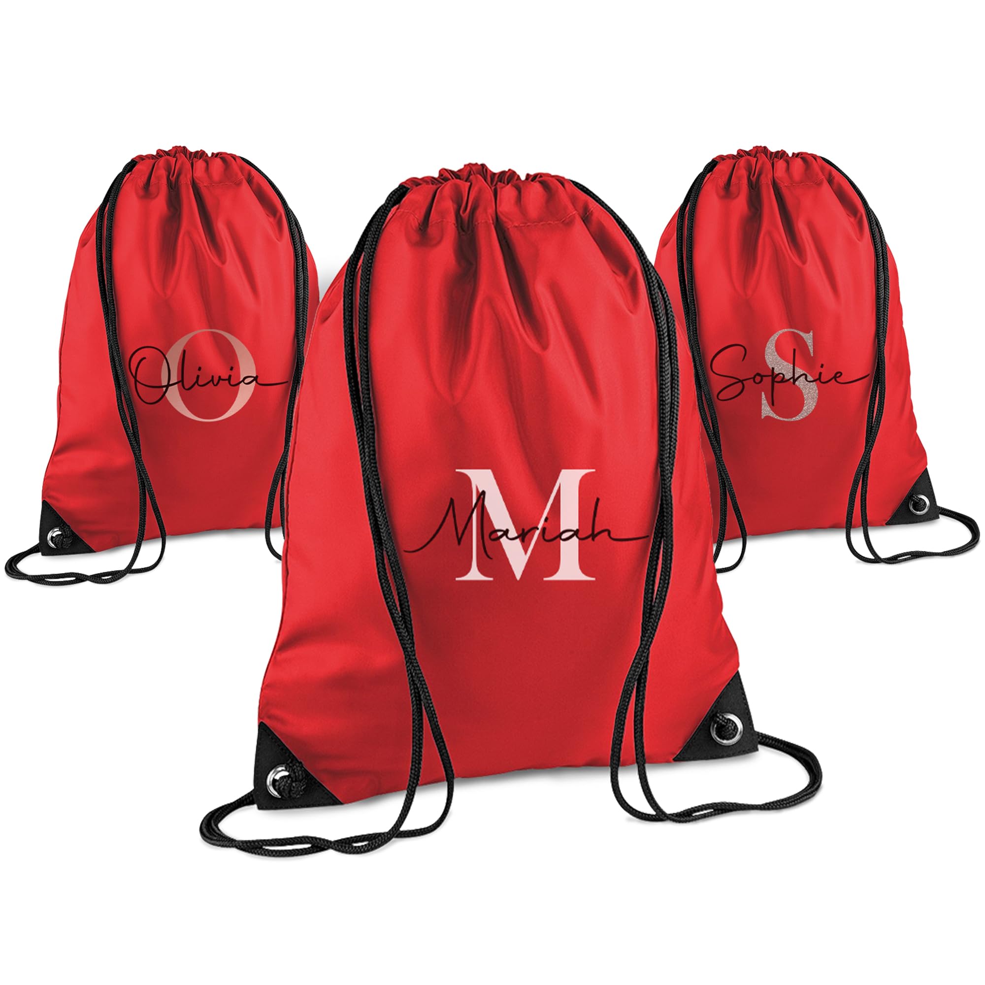 Print Maniacs Personalised Drawstring Bag for Kids Back to School PE Bag, Swim Bag with Name Ideal for Boys, Girls, Toddlers,and Primary School Students Perfect School Bag Red