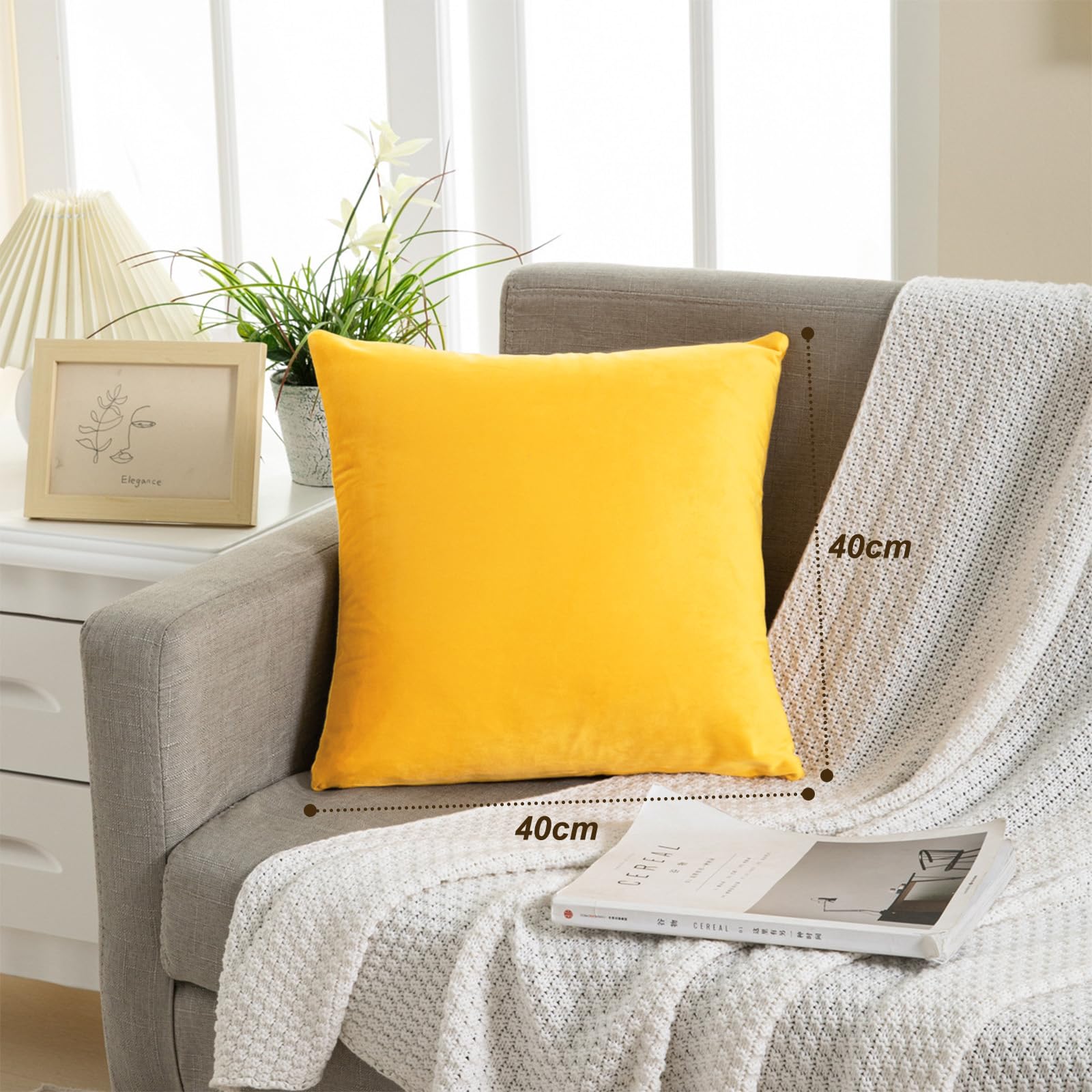 AMFUN Set of 2 Velvet Cushion Covers,Apricot 40x 40cm Luxury Velvet Square Throw Pillow Cases - Image 4