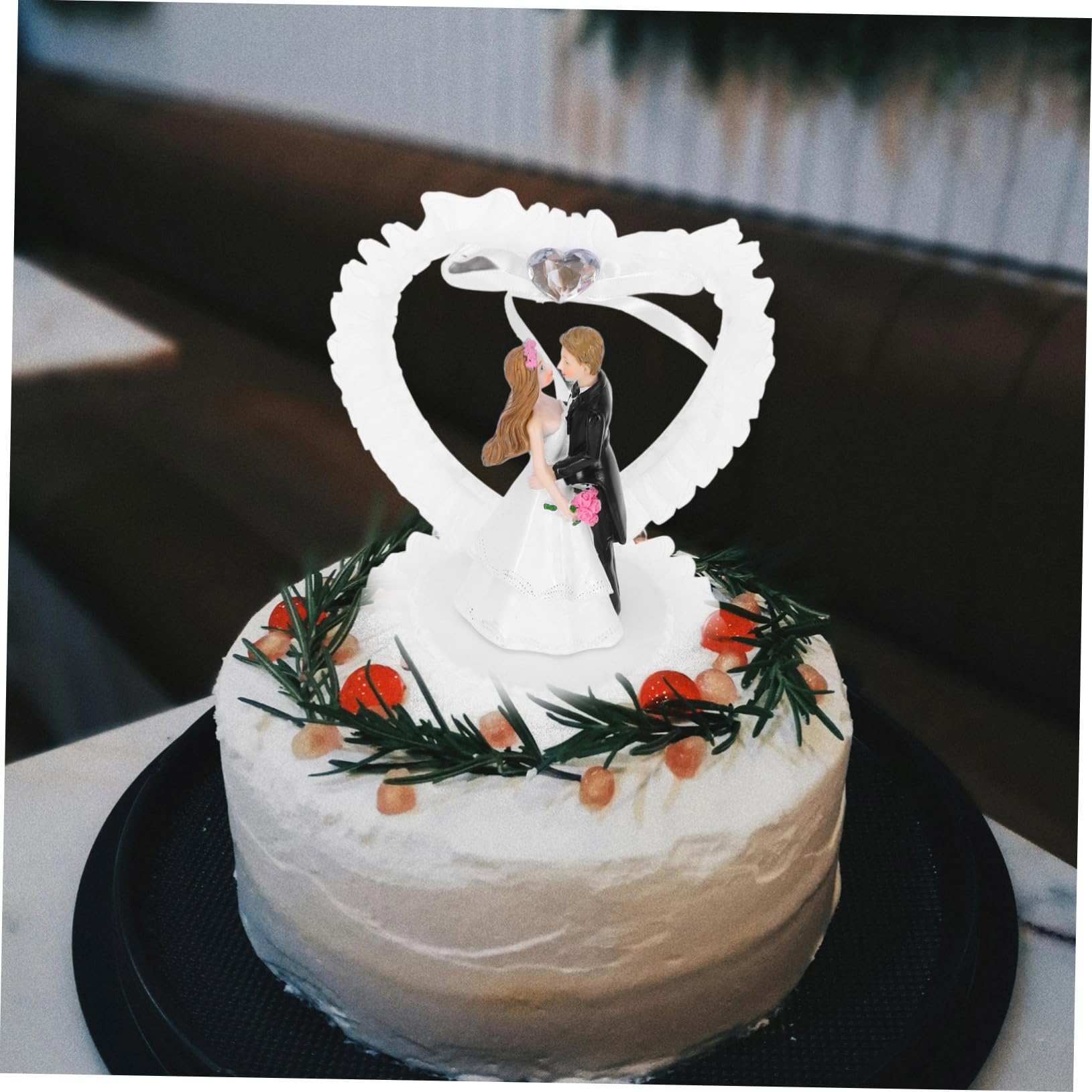 Vaguelly Romantische Hochzeitsdekoration Brautpaar Figur aus Kunstharz Zarte Tischdekoration für Hochzeit Kompakt und Tragbar